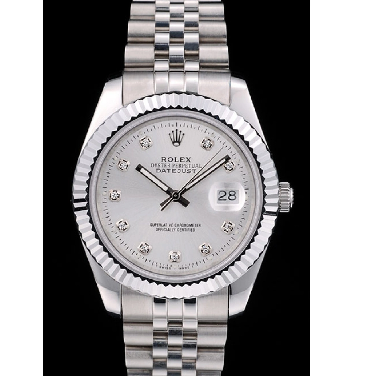 Good Copy Rolex Watches Stainless Steel Silver 41977 Ribbed Rolex Bezel DateJust Dial 0625